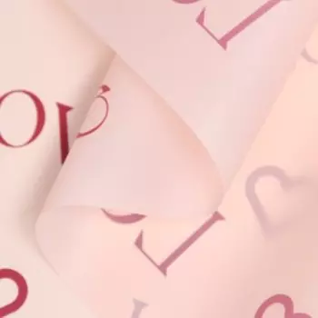 Пленка для цветов матовая, Love, 0.5710 м, розовый