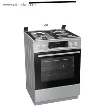 Плита Gorenje K634XF, комбинированная, 4 конфорки, 71 л, гриль, серебристая