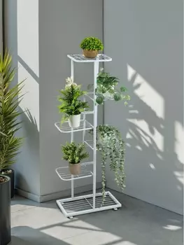 Подставка для цветов Greengo, 6 полок, 4422105 см, напольная, металл, белая