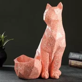 Подставка для мелочей "Кот полигональный" розовый, 29х23х20см