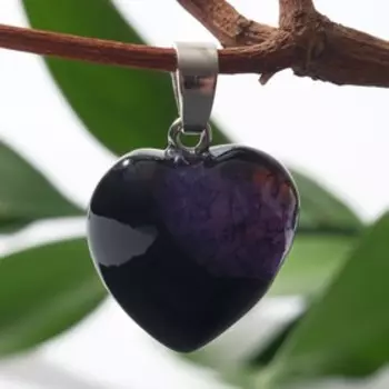 Подвеска сердце "Агат", цвет чёрно-фиолетовый