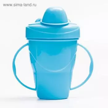 Поильник с ручками, твёрдый носик, с крышкой, 200 мл., непроливайка, цвет МИКС