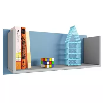 Полка книжная Polini kids Mirum 5L 800, серая, голубая