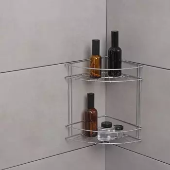 Полка угловая для ванной 2-х ярусная Slim, 182525 см, цвет хром