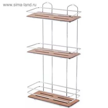 Полка в ванную прямая, 13 х 30 х 55 см, цвет дерево/хром, BK077