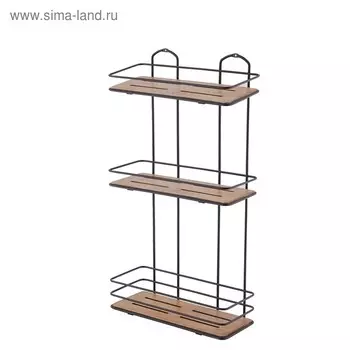 Полка в ванную прямая, размер 13х30х55 см, цвет дерево, чёрный