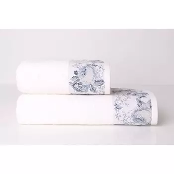 Полотенце махровое Arya Home Desima, 300 гр, размер 70х140 см, цвет белый, синий