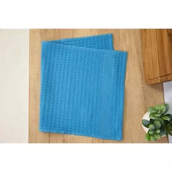Полотенце вафельное, размер 30x60 см, цвет синий