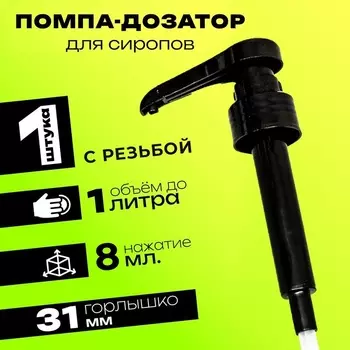 Помпа - дозатор для сиропа, черная, 8 мл