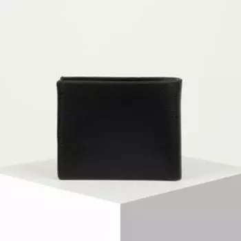 Портмоне мужское без застежки, отдел для купюр, для карт, для монет, цвет чёрный