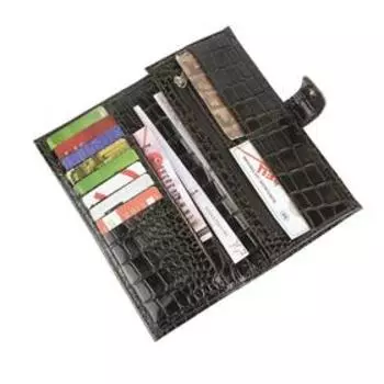 Портмоне Пр950, кнопка, 11 карманов, 1 отдел для мелочи, н/к коричневый крокодил