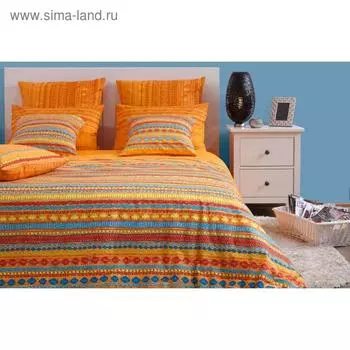 Постельное бельё 1.5 сп «Танзания оранж», размер 180x220 см, 145x210 см, 70x70 см - 2 шт