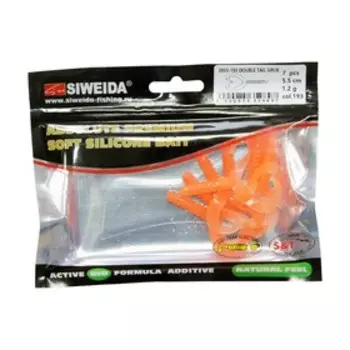 Приманка силиконовая SIWEIDA "Double Tail Grub" 5,5см 1,2г (7шт.) цв. 193