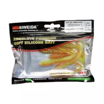 Приманка силиконовая SIWEIDA "Ribbed Shad" 7,5см 3,7г (7шт.) цв. 358