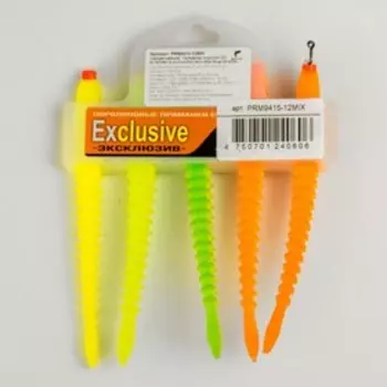 Приманки поролоновые 3D Ex WORM FLUO 12 см, под офсетный крючок №1/0, 2/0, 3/0/MIX, 5 шт.