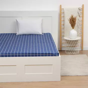 Простыня 1,5 сп Экономь и Я "Таттерсол" цв.синий, 150*215±3 120 гр/м2,100%хлопок,бязь