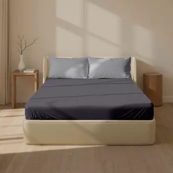 Простыня 1.5 спальная SL Home Graphite, 160235 см, сатин 300ТС, хлопок 100%