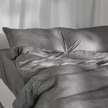 Простыня евро SL Home «Деним», 245260 см, тёмно-серая, жатый хлопок