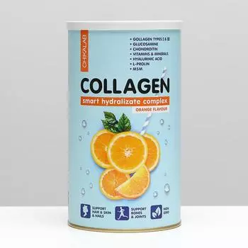 Протеиновый коктейль, CHIKALAB Collagen, апельсиновый, спортивное питание, 400 г