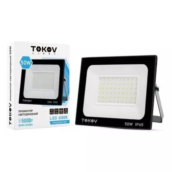 Прожектор светодиодный TOKOV ELECTRIC, 50 Вт, 3400 лм, 6500 К, IP65, черный