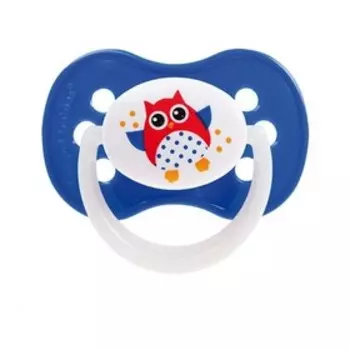 Пустышка силиконовая симметричная Owl, от 18 мес., цвет МИКС