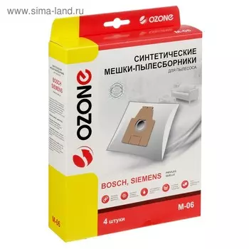 Пылесборник синтетический Ozone micron M-06, 4 шт ( Bosch/Siemens Typ P )