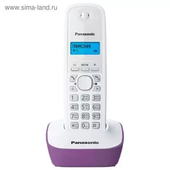 Радиотелефон DECT Panasonic KX-TG1611 RUF, Caller ID, AOH, телефонная книга, белый/фиолетовый