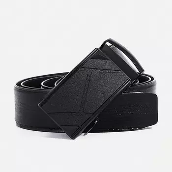 Ремень мужской, ширина 3,5 см, автомат, пряжка тёмный металл, цвет чёрный