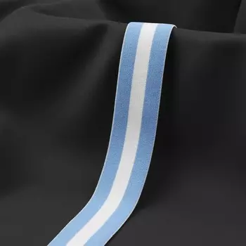 Резинка тканая, мягкая, 35 мм, 4.5±1 м, голубая, белая