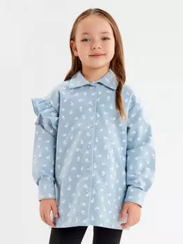 Рубашка детская с воланом KAFTAN, размер 32 (110-116 см), синяя
