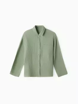 Рубашка из муслина для девочек KAFTAN, рост 140 см, зелёная