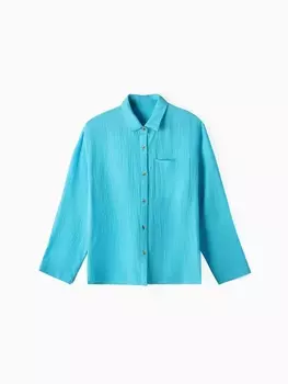Рубашка из муслина для девочек KAFTAN, рост 164 см, голубая