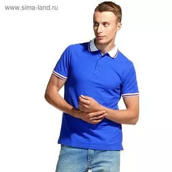 Рубашка поло мужская, размер XS, цвет синий, белый