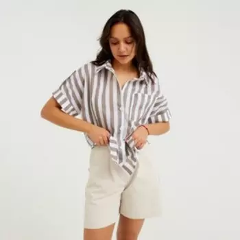 Рубашка женская MINAKU: Cotton collection, цвет коричневый, размер 44