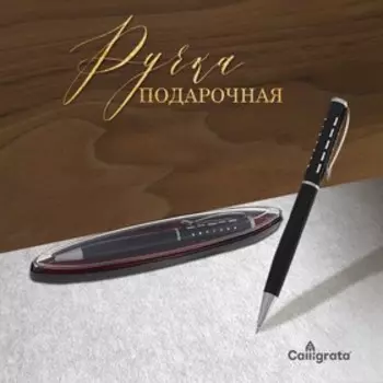Ручка подарочная, шариковая «Пунктир» в пластиковом футляре, поворотная, чёрная с серебристыми вставками
