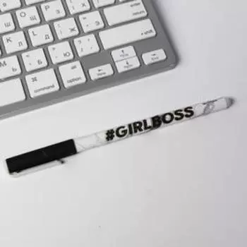 Ручка шариковая синяя паста 0.7 мм с колпачком Girl boss пластик софт-тач, цена за 1шт