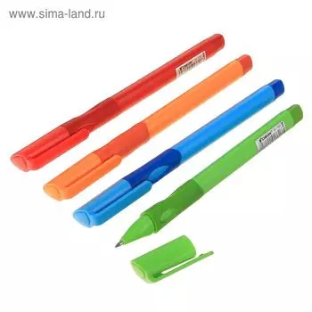 Ручка шариковая, 0.7 мм, стержень синий, корпус с резиновым держателем, МИКС