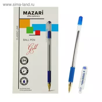 Ручка шариковая Mazari Gold, 0.5 мм, резиновый упор, синяя