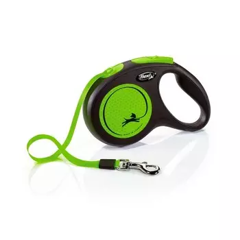 Рулетка Flexi Neon New M (до 25 кг) лента 5 м, зеленая