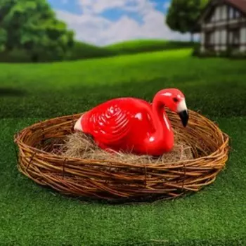 Садовая фигура "Фламинго", для гнезда, керамика, 42х16х22 см
