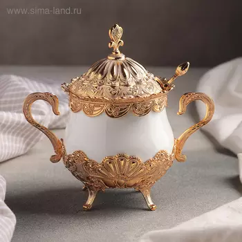 Сахарница «Бахмал», 16915 см, с ложкой, цвет металла золотой