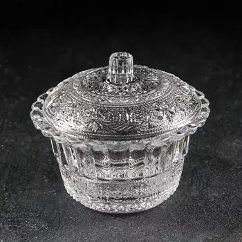 Сахарница Paabahe Konya, d=12 см, с крышкой, стекло, прозрачная