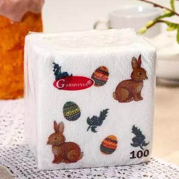 Салфетки бумажные «Гармония цвета. Зайчики», 24*24 см, 100 шт.