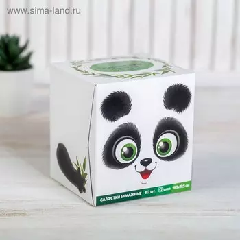 Салфетки бумажные в коробке «Панда», 80 шт.