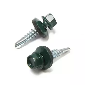 Саморезы кровельные 5.525 мм, RAL6005 зеленый, 200 шт.