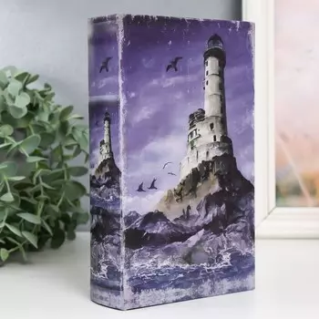 Шкатулка книга-сейф «Чайки у маяка», дерево, искусственная кожа, 21135 см