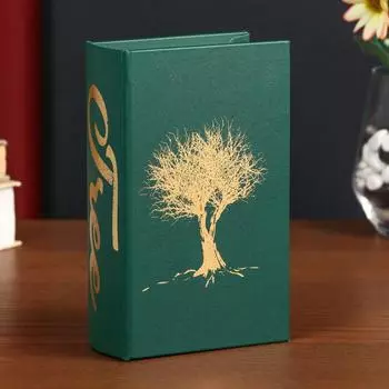 Сейф-книга дерево кожзам "Дерево" золото 17х11х5 см