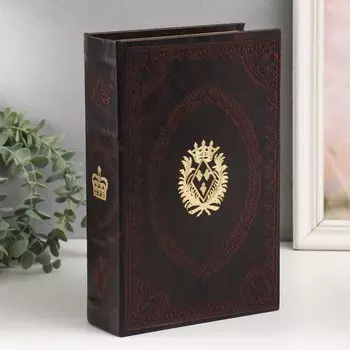 Шкатулка книга-сейф «Герб с короной», дерево, искусственная кожа, 27187 см