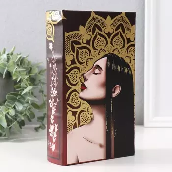 Шкатулка книга-сейф «Профиль девушки», дерево, искусственная кожа, 3D тиснение, 21135 см