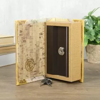 Сейф-книга дерево кожзам "Старинная карта" 17х11х5 см